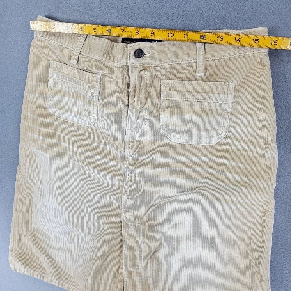 Abercrombie & Fitch Corduroy Khaki Skirt Vintage 90s Y2K Camel Tan Retro‎ Slit